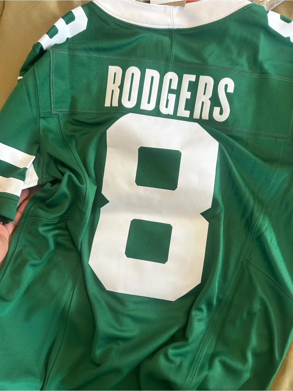 NFL Aaron Rodgers’s Green and White V‑Neck Football Jersey with Shield Patch